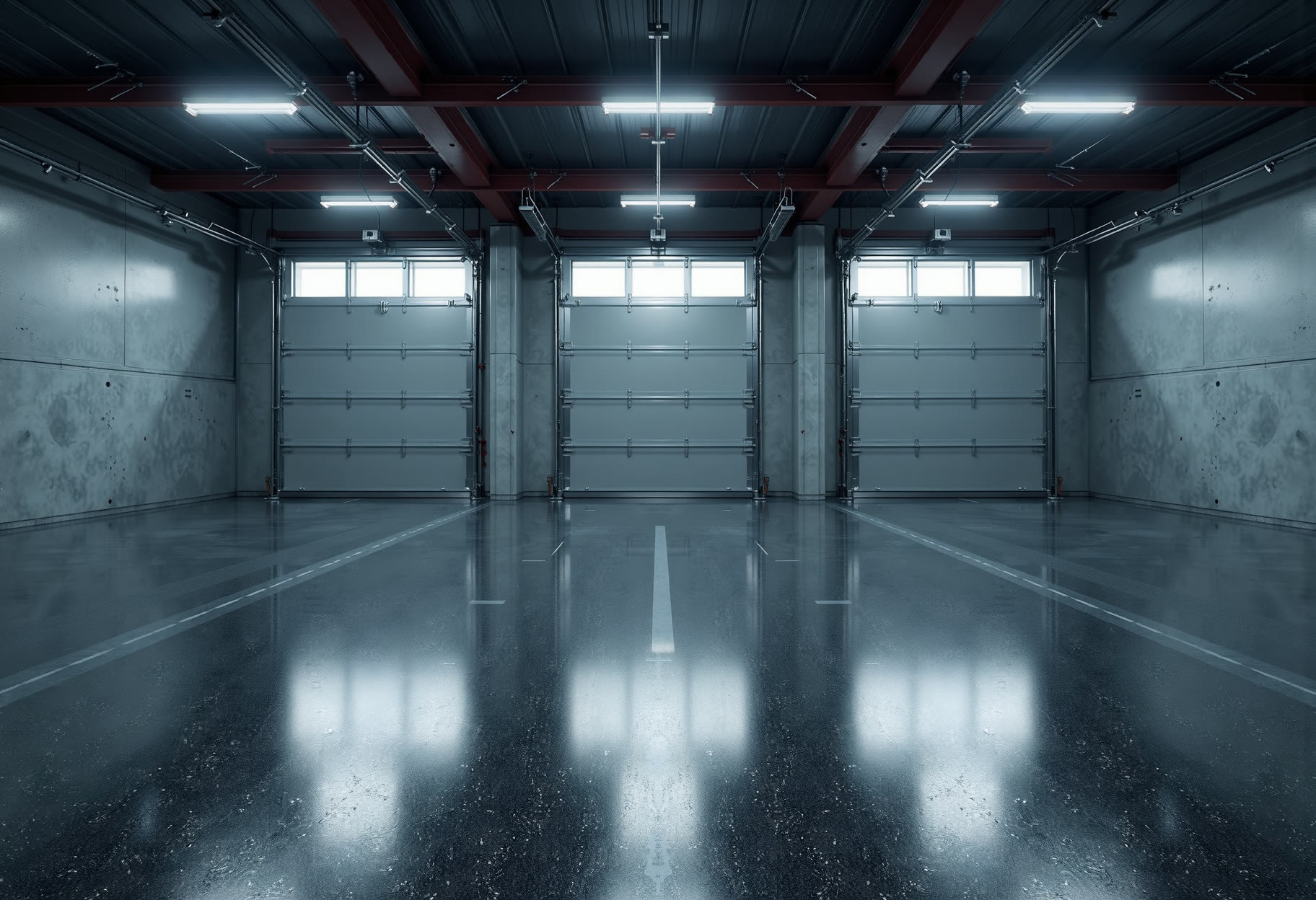 Three-car garage, dark flake